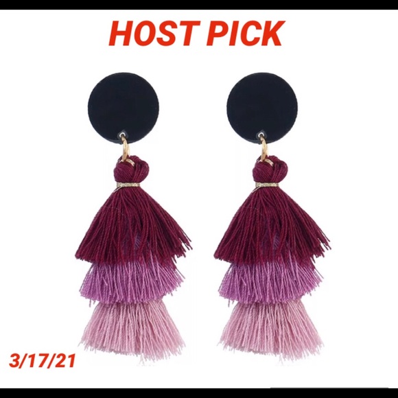 🔥Drop & Dangle Purple 3 Layer Tiered Earrings NWT - Picture 2 of 9